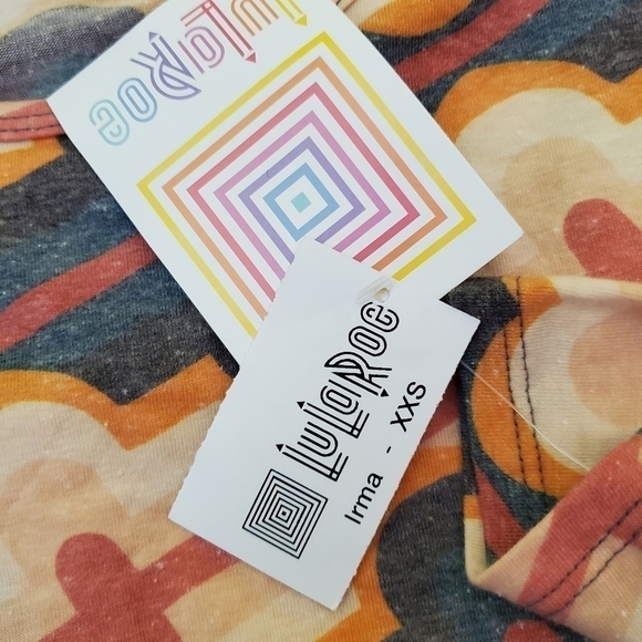 NWT Lularoe Irma, multicolored linear geometric pattern, size XXS - Picture 5 of 6